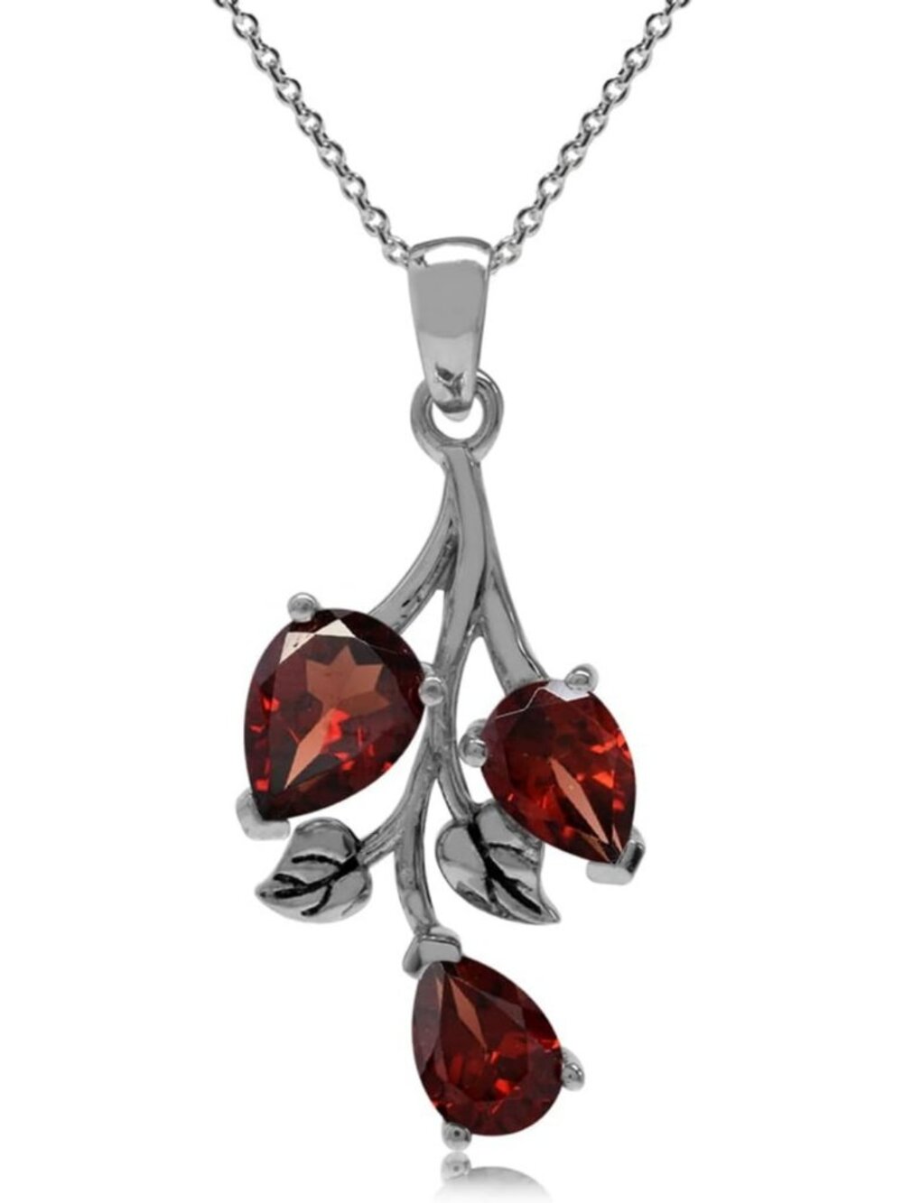 Vintage-Inspired Pear Shape Birthstone Pendant Necklace in 925 Sterling Silver